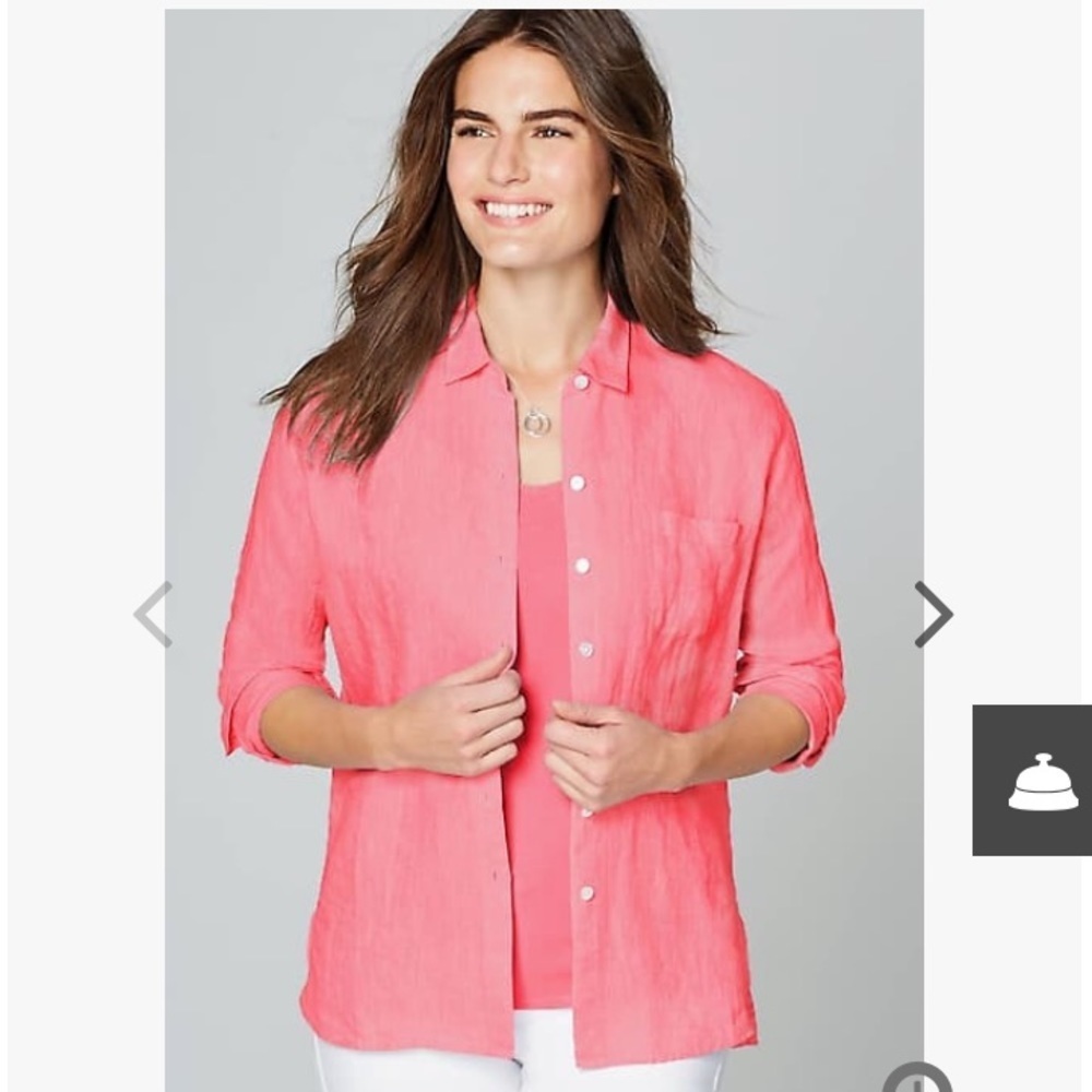 J Jill pink “linen Easy shirt” long sleeve button